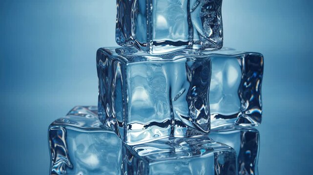 Crystalline Coldness: A stack of perfectly clear ice cubes gleams with an ethereal chill, showcasing the pristine simplicity of frozen water.