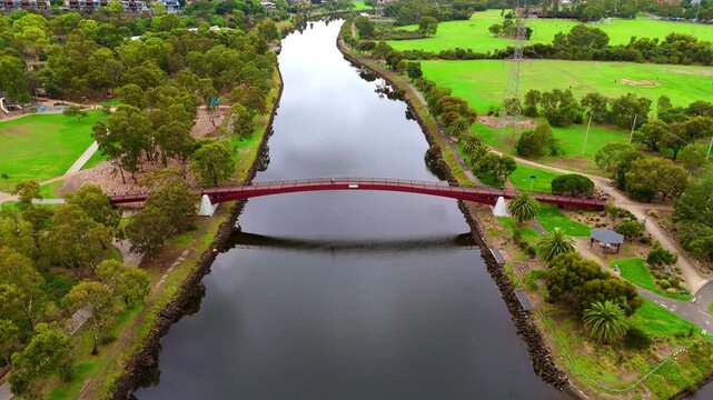 10 March 2026 Panoramic Aerial Drone view of Inner Suburbs of Melbourne housing, roof tops, the streets and the parks, the roads and trees of Ascot Vale Moonee Ponds Essendon VIC Australia