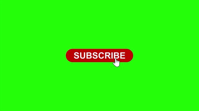 Red Subscribe Button Click Animation on Green Screen