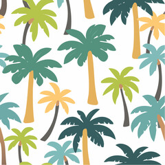 Naklejka premium Modern exotic seamless pattern. Different palm trees. Tropical leaves. Palm foliage. Print for luxury fashion fabric, clothes, wallpaper. Hand drawn style.