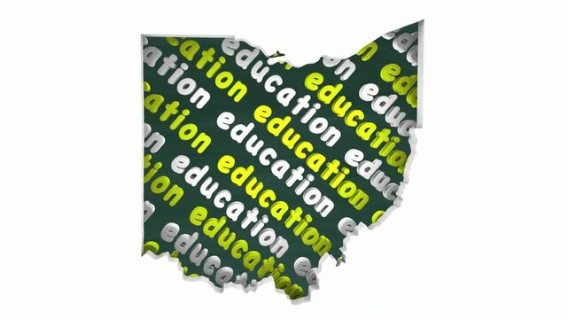Ohio OH Education School Board District State Map Student Learning 3d Animation