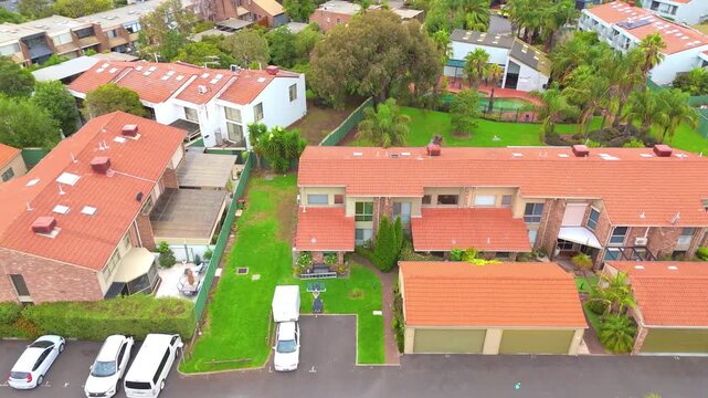 10 March 2026 Panoramic Aerial Drone view of Inner Suburbs of Melbourne housing, roof tops, the streets and the parks, the roads and trees of Ascot Vale Moonee Ponds Essendon VIC Australia