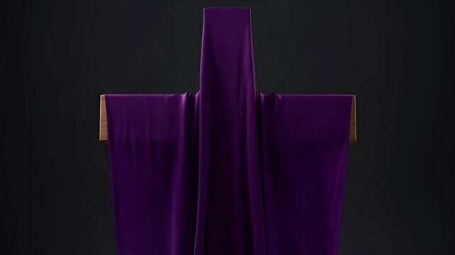 Covered Cross with Purple Veil in Motion