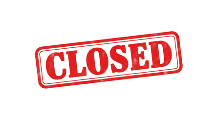 Red rubber stamp with the word closed in a rectangular border isolated png