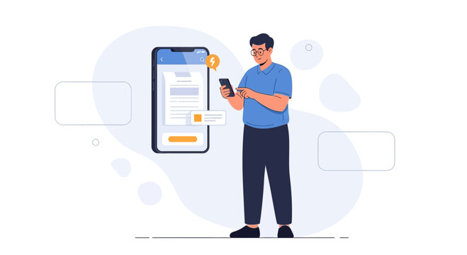 Man using smartphone for online payment and digital receipt on screen