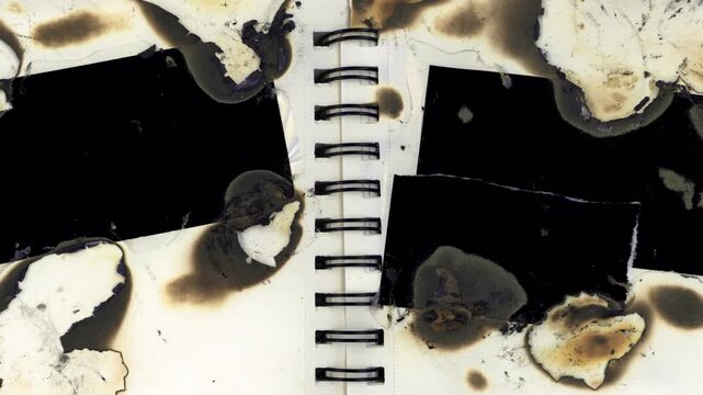 Abstract textured background with dark shapes and stains.