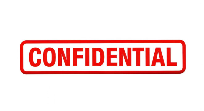 Red confidential stamp icon with bold text on a simple shape isolated png