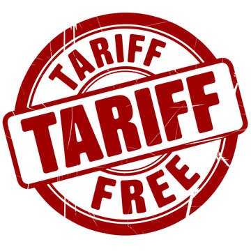 Red stamp with tariff free text on white background  trade and import concept