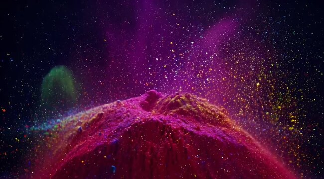 A vibrant cosmic dust cloud exploding in a stunning display of color and light