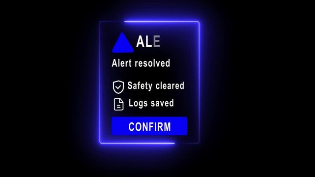 Alert resolved notification on industrial control panel with green confirm button and hydrogen storage black background.