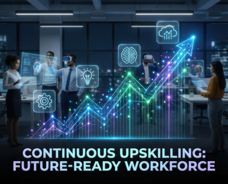 Business growth success improvement leadership skill development training career employee future ready workforce digital learning data technology office Upskilling and skill development growth