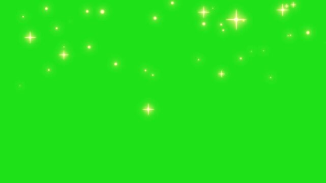 sparkle fairy dust particles on green screen. magical falling glitter animation with shining and twinkling effects. celebration overlay background for fantasy, magic, bright shimmer, and festive motio