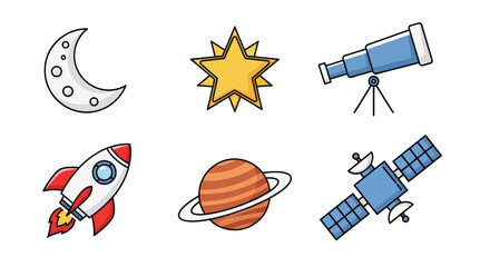 Space exploration cartoon icons set © Ever