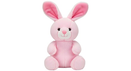 Obraz premium Pink Plush Bunny Toy with White Face and Black Eyes Sitting Upright stuffed animal