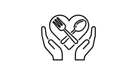 Obraz premium Hands holding a heart shape containing a fork and spoon