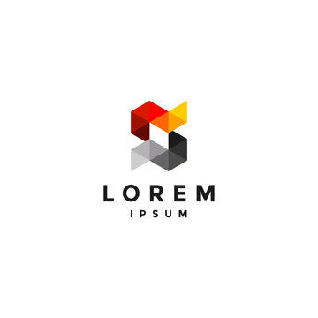 Fragmentation of the Letter S Colorful Gradation Scheme Logo Design. Constructed Letter S Geometric Triangles Logo Design.
