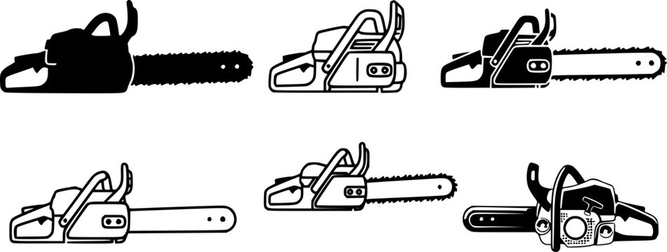 Chainsaw, Chainsaw silhouette, Chain saw icon, Chain saw vector set, Chainsaw illustration, Chainsaw clipart set
