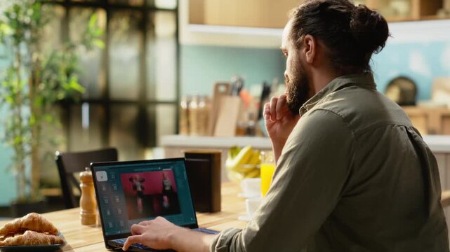 AI image generator, chatbot assistant on laptop, artificial intelligence software, generating photos from text prompts with automation and deep learning algorithms. Real-time interaction.