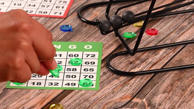 Top view of bingo cards ready to play