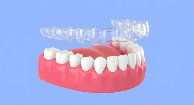 Alineador dental transparente en modelo odontol&oacute;gico