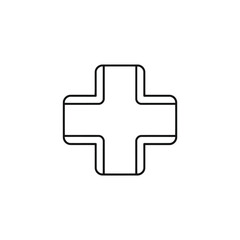 Obraz premium A simple black line drawing of a medical cross symbol