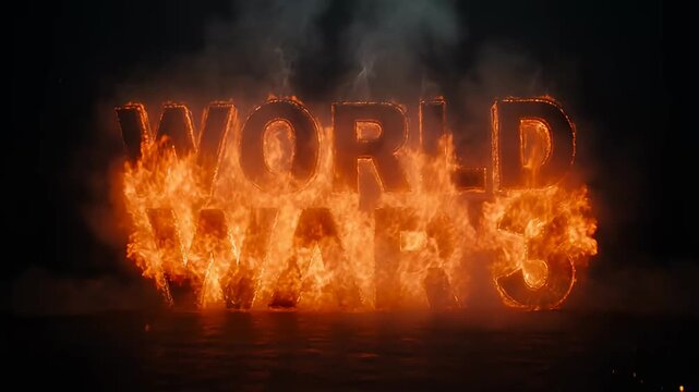 Spectacular fiery rendition of World War 3 logo with dramatic lighting
