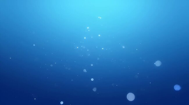 Underwater Serenity A Captivating Blue Landscape with Bubbles and Light Particles