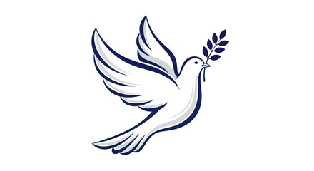 Fototapeta premium Flying dove with olive branch vector
