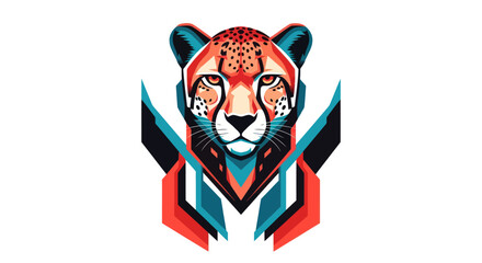 Geometric cheetah head illustration © Stock