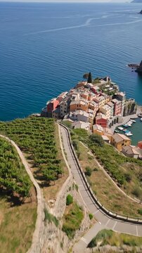 Aerial view of vernazza village in cinque terre, italy