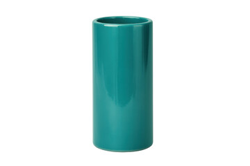 Obraz premium Teal cylindrical ceramic vase with glossy finish