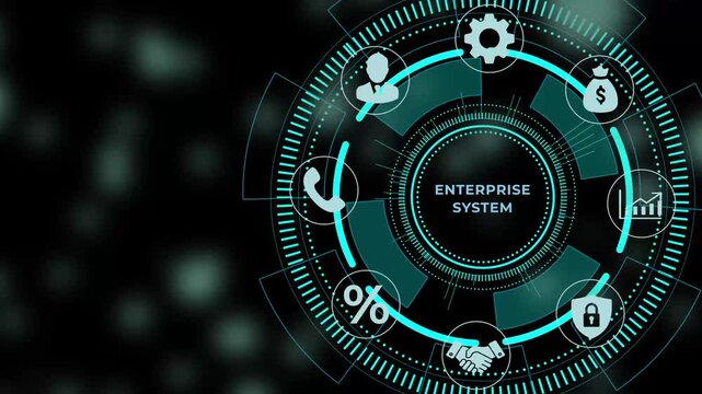 Enterprise System Infographic Template with Business and Graphs finance