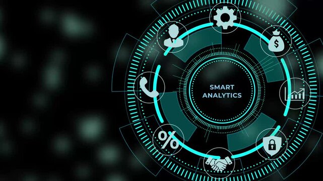 Smart Analytics Infographic Template with and Graphs on Black Background data analysis business intelligence