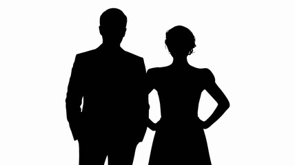 A silhouetted couple stands closely together a man in a suit and a woman in a dress suggesting a formal event high quality professional detailed modern © DesignHub