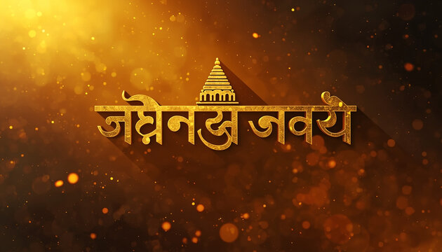 Jai shree narayan in elegant gold lettering, perfect for invitations, greeting cards, festive decorations, or spiritualthemed designs. Bright and luxurious.