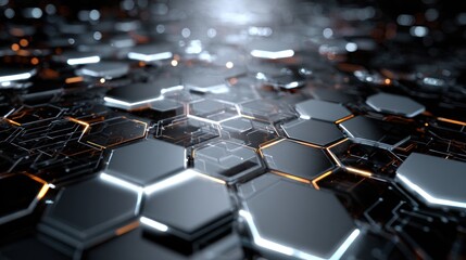 Obraz premium Abstract futuristic hexagonal pattern with digital circuit background