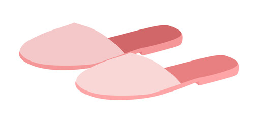 pink slide slipper shoe women flat pair. Closed toe house sandal for home vacation hotel stay. Technical fashion illustration CAD mockup soft vector man unisex isolated contemporary style. © Vectoressa