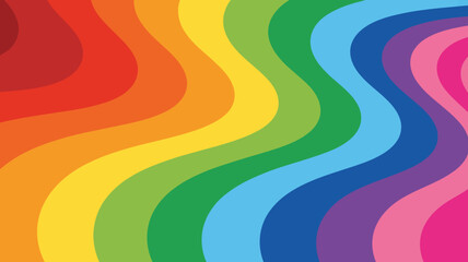 A vibrant background features undulating horizontal stripes displaying the full spectrum of the rainbow creating a colorful design high quality professional detailed modern elegant stylish clean © Iconhub