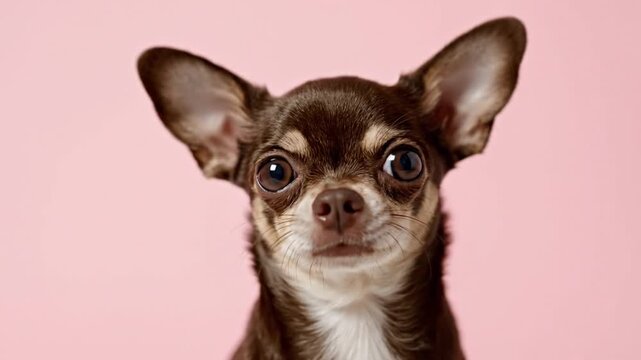 Chihuahua portrait on pink.
