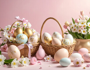 Fototapeta premium Elegance easter table decoration background