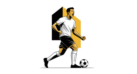 Fototapeta premium Soccer player kicking ball illustration