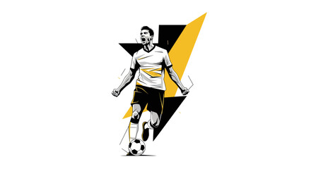 Fototapeta premium Soccer player kicking ball illustration