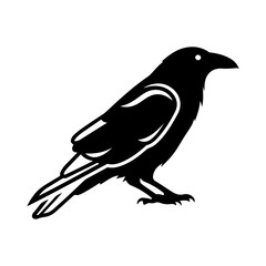 Fototapeta premium A striking black silhouette of a raven perched showcasing its distinctive form and features