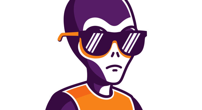 Stylized alien character wearing sunglasses