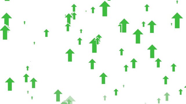 Green arrow symbols moving up animation on white background