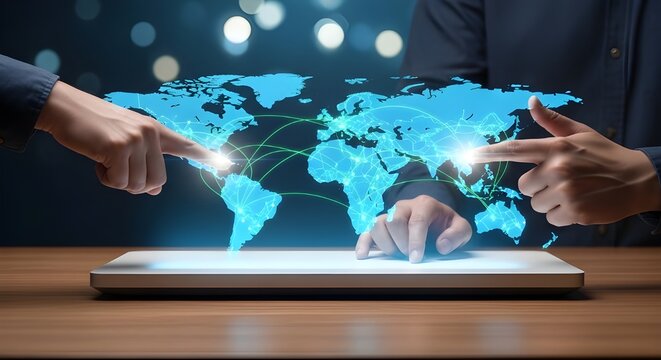 Augmented Reality Holographic World Map Scene