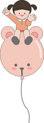 곰돌이 풍선을 타고 있는 곰돌이 © Ostrich
