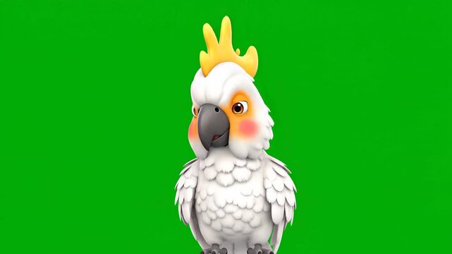 Engaging cartoon parrot illustration, ready for versatile chroma key compositing on a vivid green screen.