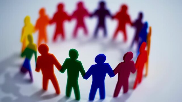 Diverse Paper People Holding Hands in a Circle Symbolizing Unity and Cooperation