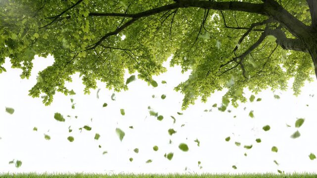 Lush green tree canopy with sunlight filtering through leaves